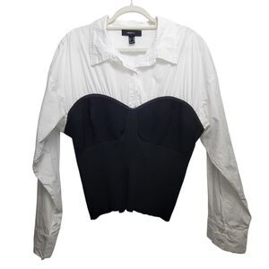 Forever 21 Stretch Black And White Shirt & Corset Combo Top Size 3X